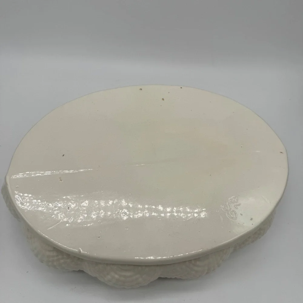 Vtg Atlantic Mold Clamshell Centerpiece Bowl Scalloped Coastal Chic Mermaidcore